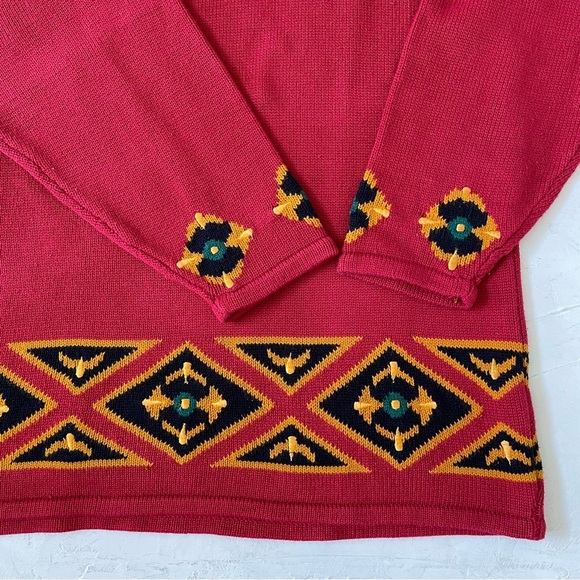 Vintage Marisa Christina Preppy Crown Sweater Classic Red Christmas Royal Damask - Picture 4 of 9